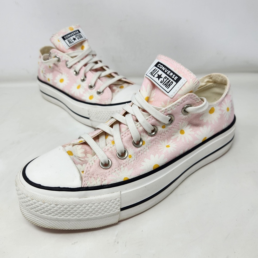 Converse Chuck Taylor All Star Platform Ox Pink Daisy Floral Sneakers Size 8